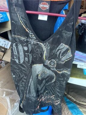 Harley-Davidson Black and Orange Logo Tank Top